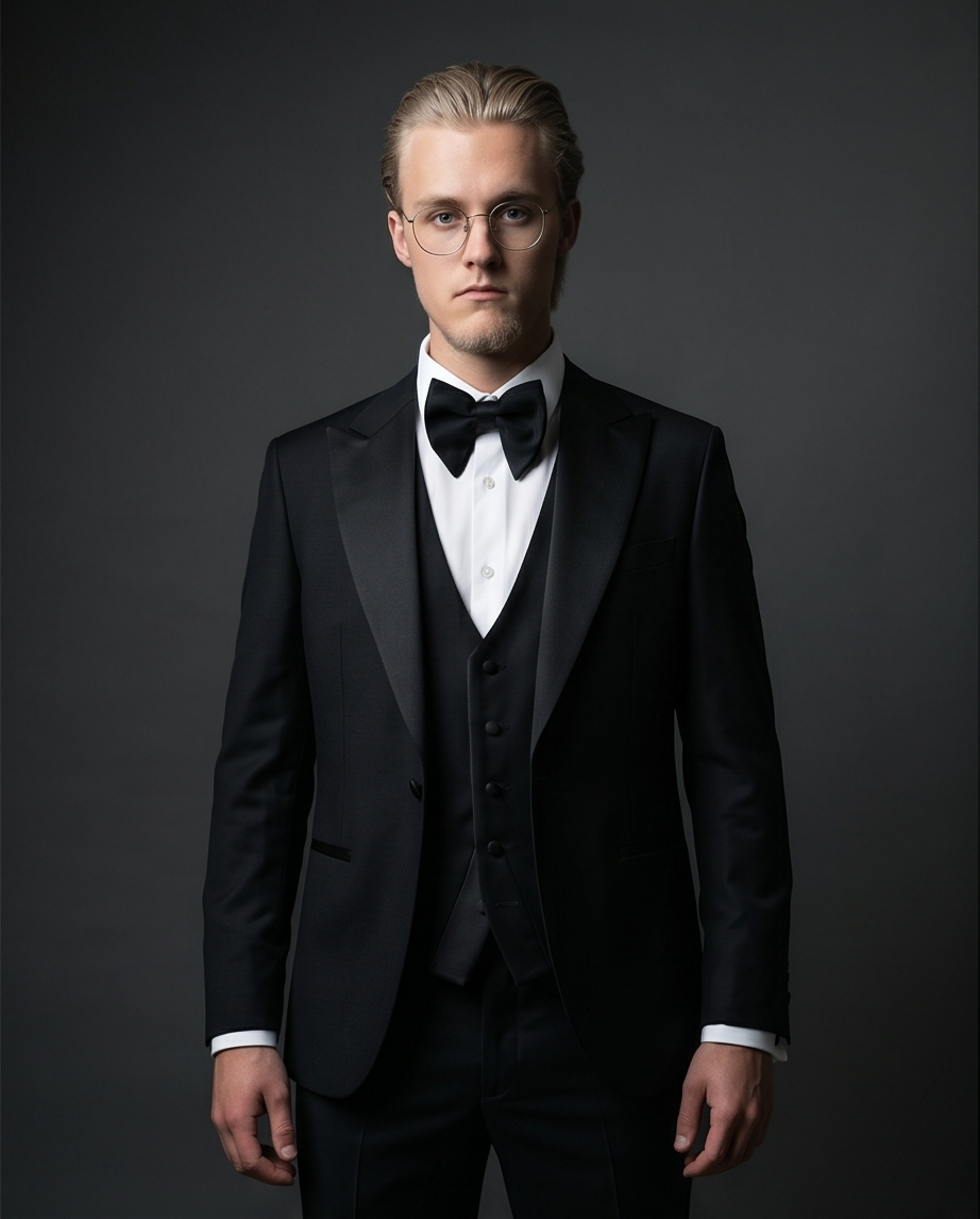 Gianni and Armando Smoking homme avec col pointu – une seule boutonnière, coupe slim fit, en laine