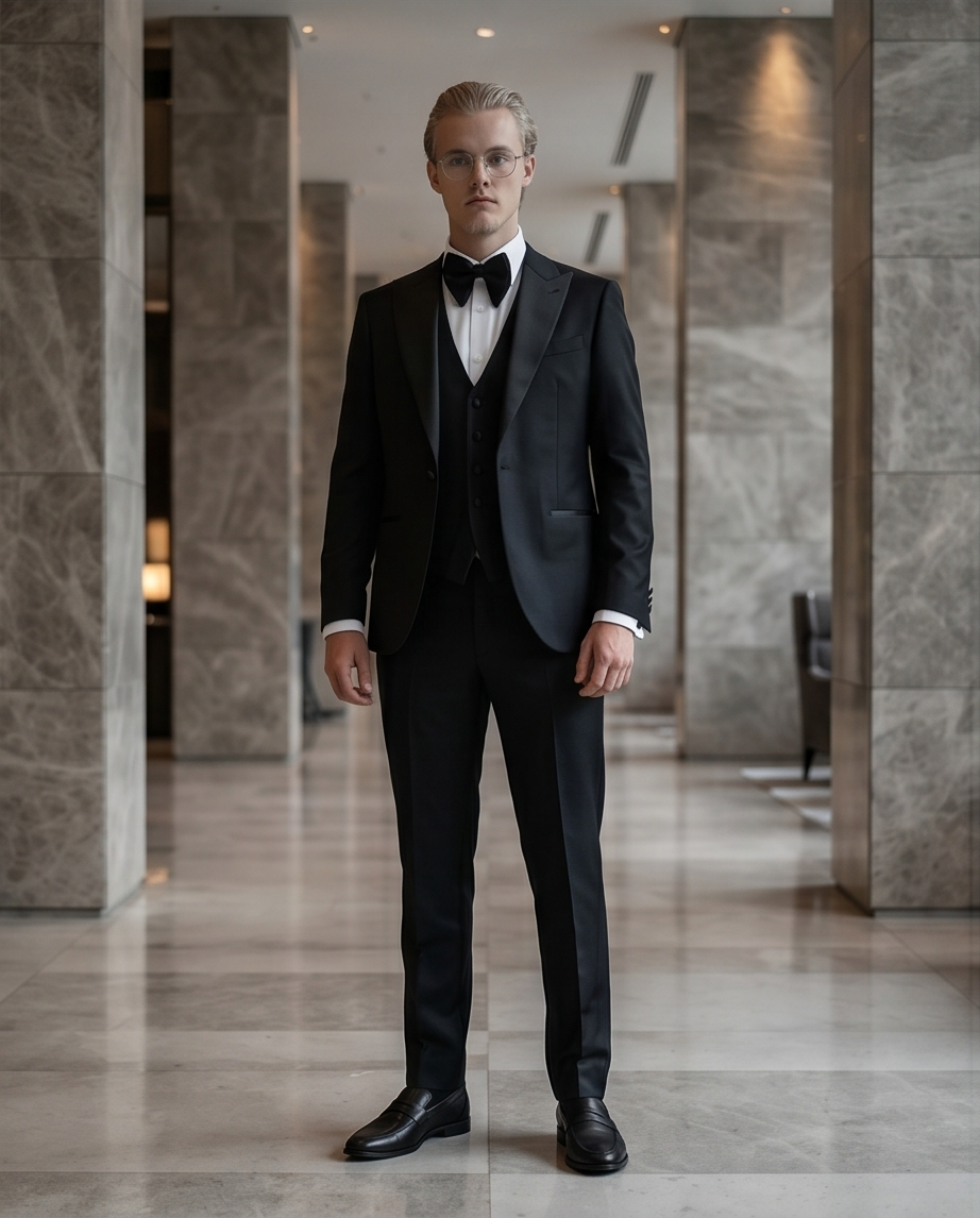 Gianni and Armando Smoking homme avec col pointu – une seule boutonnière, coupe slim fit, en laine