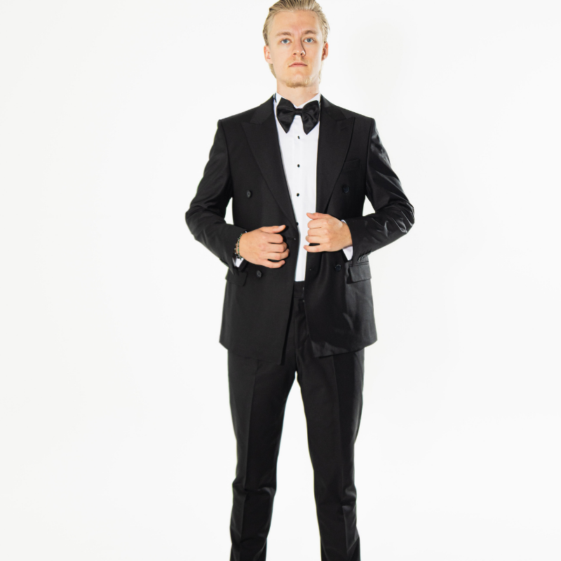 Gianni and Armando Zweireiher Anzüge Schwarz Slim Fit Herren Anzüge aus Wolle