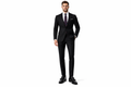 Slim Fit Herrenanzug aus Wolle – Einreihig, Spitzes Revers Schwarz