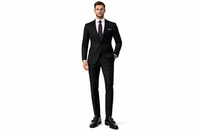 Slim Fit Herrenanzug aus Wolle – Einreihig, Spitzes Revers Schwarz