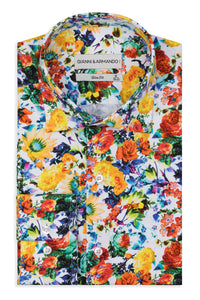 Slim Fit Hemd mit Blumenmuster-multicolor 100 % Satinierte Baumwolle.
