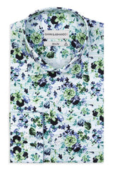 Slim -Fit Hemd mit Blumenmuster Multicolor 100 % Satinierte Baumwolle.