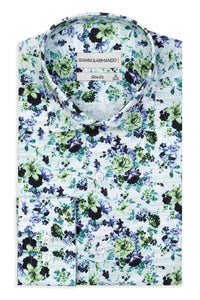 Slim -Fit Hemd mit Blumenmuster Multicolor 100 % Satinierte Baumwolle.