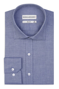 Slim Fit Original Business Hemd in blau unifarben  Oxford-Gewebe aus 100 % Baumwolle.