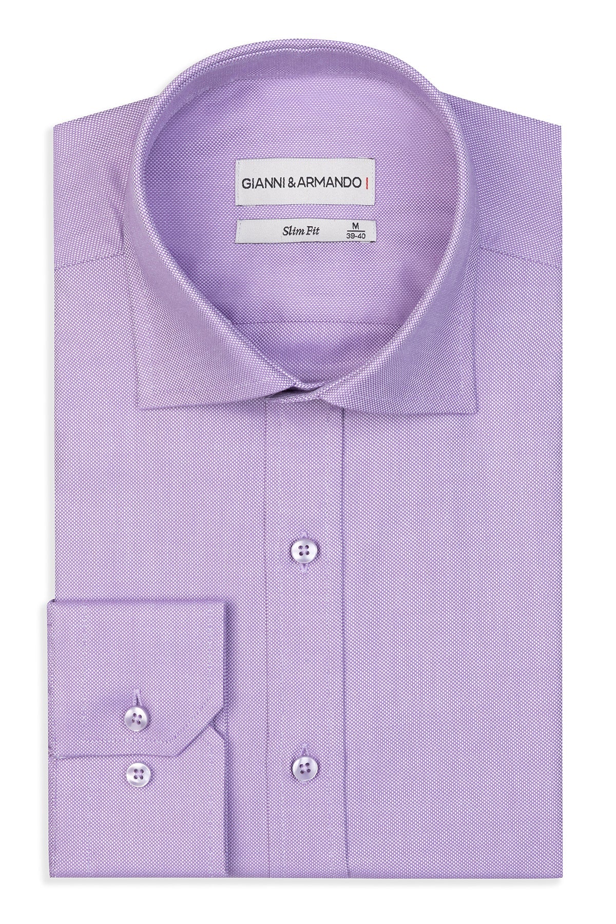 Vorderansicht des Slim Fit Rosa Business-Hemds, Detail des Kent-Kragens