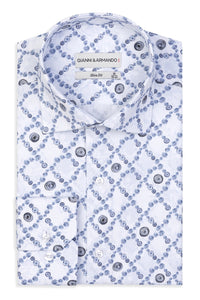 Slim- Fit Hemd mit muster 100 % Satinierte Baumwolle.