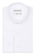 Slim Fit Button-down Original Business Hemd in Weiss unifarben Gabardine-Stoff ist dicht gewebt.