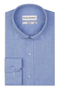 Slim Fit Button-down Original Business Hemd in Blau unifarben Gabardine-Stoff ist dicht gewebt.