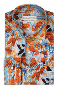 Slim Fit  Hemd Multicolor 100 % Satinierte Baumwolle.