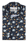 Slim Fit Hemd mit Blumenmuster 100 % Satinierte Baumwolle.