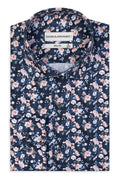 Chemise Slim-Fit à motif floral 100 % coton satiné.