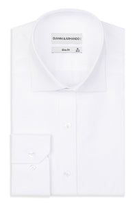 Slim Fit Original Business Hemd in weiss unifarben Oxford-Gewebe aus 100 % Baumwolle