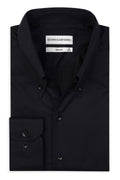 High Button Down Slim-Fit Schwarz 100 % Satinierte Baumwolle