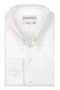 High Button Down Slim Fit Crem 100 % Satinierte Baumwolle