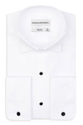 Slim-Fit Smoking Hemd Weiss 100 % Satinierte Baumwolle