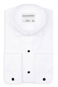 Slim-Fit Smoking Hemd Weiss 100 % Satinierte Baumwolle