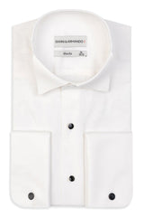 Slim-Fit Smoking Hemd Crem 100 % Satinierte Baumwolle