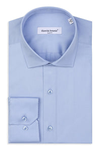 Slim Fit Original Business Hemd in Hellblau unifarben 100 % Satinierte Baumwolle.
