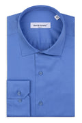 Slim Fit Original Business Hemd in blau unifarben 100 % Satinierte Baumwolle.