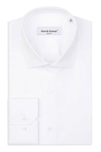 Slim Fit Original Business Hemd in weiss unifarben 100 % Satinierte Baumwolle.
