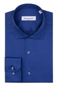 Chemise Slim Fit Original Business bleu indigo uni 100 % coton satiné.