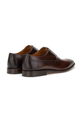 Business-Schuhe auf stilvollem Schuhregal, betontes Braunleder im eleganten Ambiente.