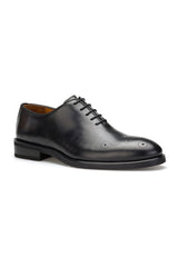 Rückansicht des schwarzen Business-Schuhe mit klassischem Rindsleder und EVA-Sohle