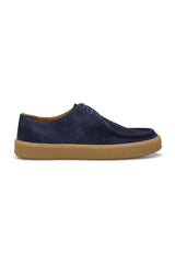 Rückansicht der handgefertigten Navy Blue Schuhe mit Geschnürten Verschluss