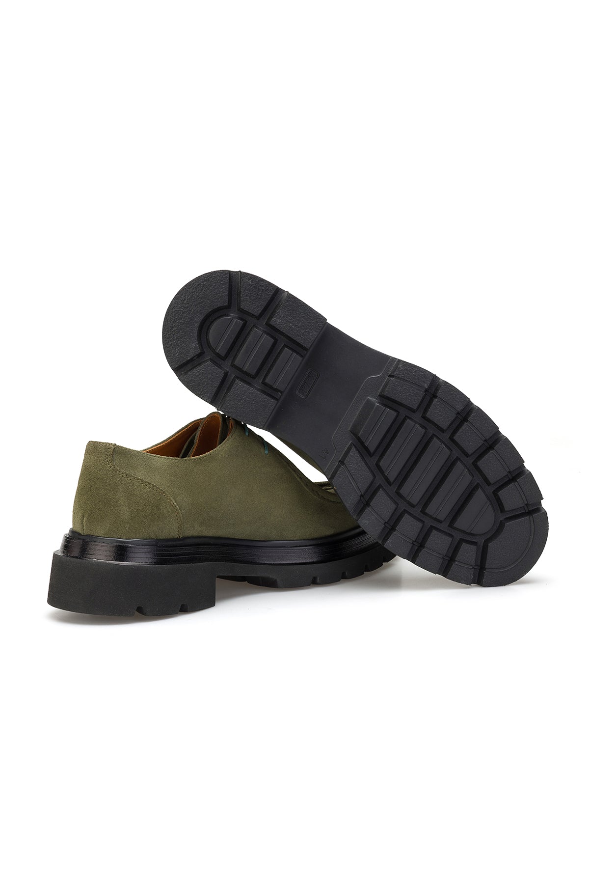 Vue détaillée de la semelle de course en EVA des boots à lacets en daim vert olive