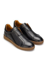 Herren Sneakers Schwarz Soft Weich Leder 0801