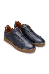 Herren Sneakers Navy Blue Weich Leder 0801