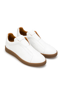 Herren Sneakers Weis Weich Soft Rinds Leder Weiss 0801
