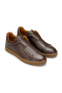 Herren Sneakers Soft Weich Leder Braun 0801