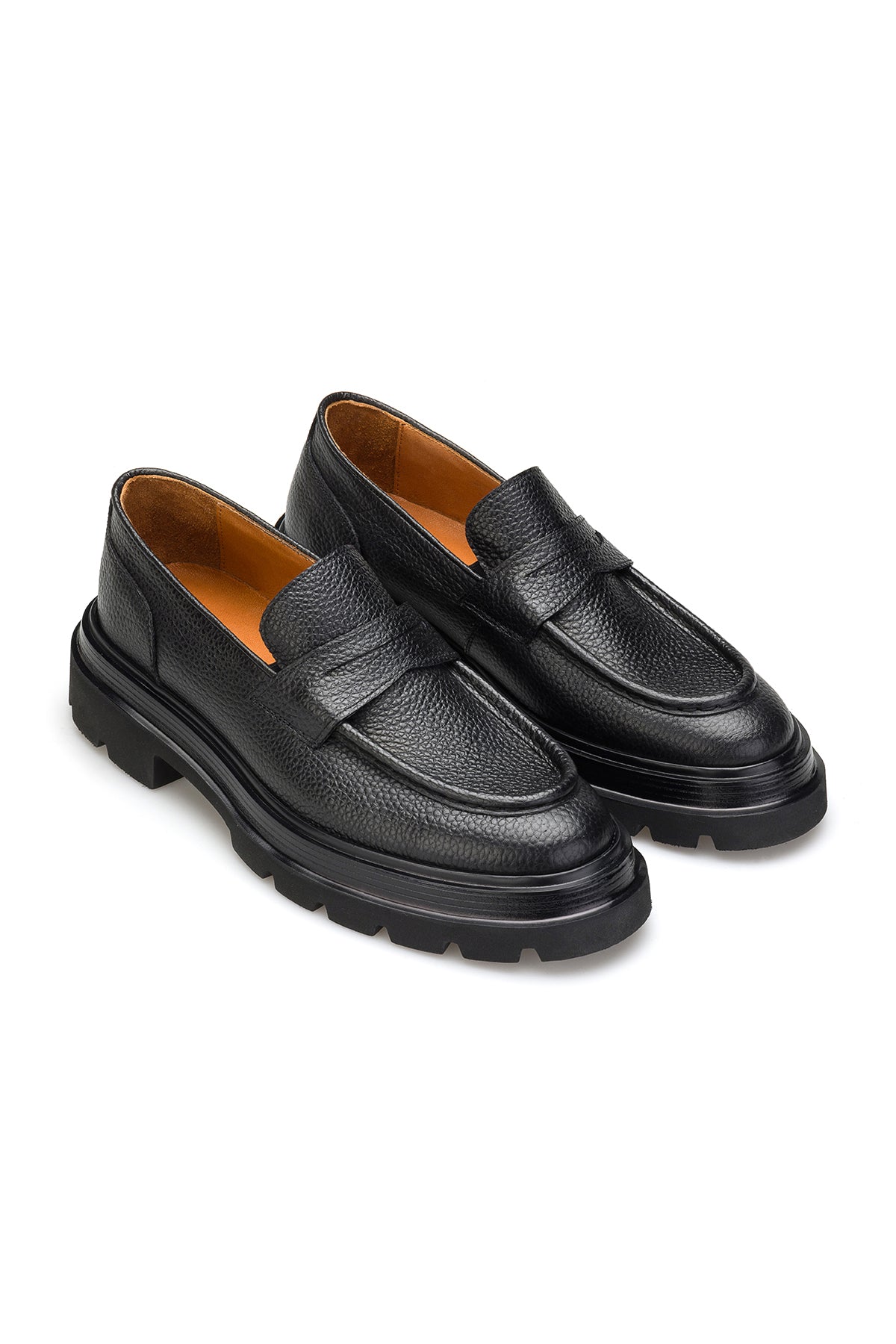 Halbschuhe Flotter Leder Schwarz – Vorderansicht mit Schlüpferverschluss