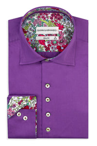 Slim Fit Original Frezeithemden in Violett unifarben 97 % Baumwolle 3% Elasthan.