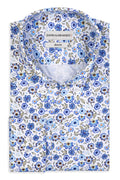 High Button Down Slim-Fit Blumenmuster 100 % Satinierte Baumwolle