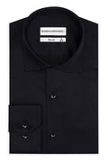 Slim Fit Original Business Hemd in Schwarz unifarben 100 % Satinierte Baumwolle.