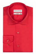 Slim -Fit Original Business Hemd in Rot unifarben 100 % Satinierte Baumwolle.