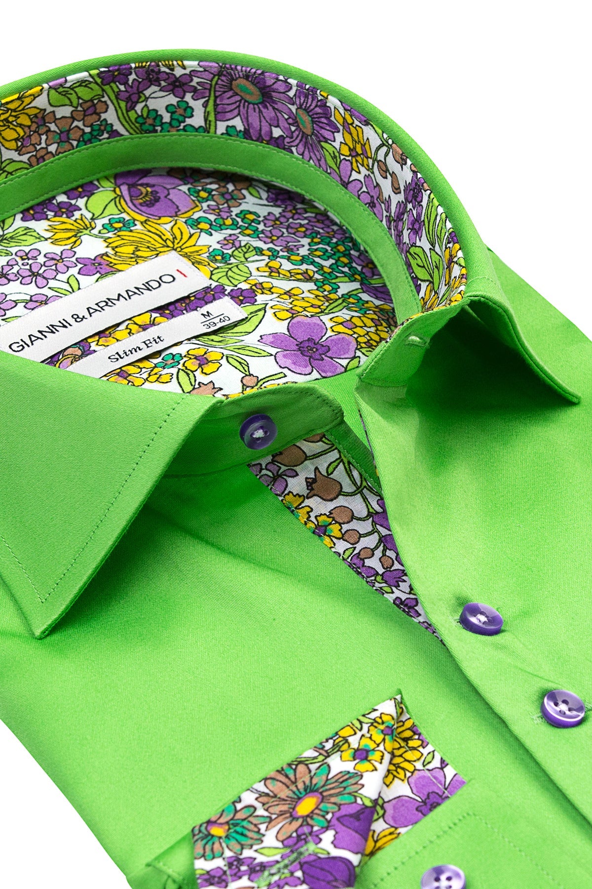 Vue arrière de la chemise décontractée Slim Fit Original en vert, montrant son design épuré