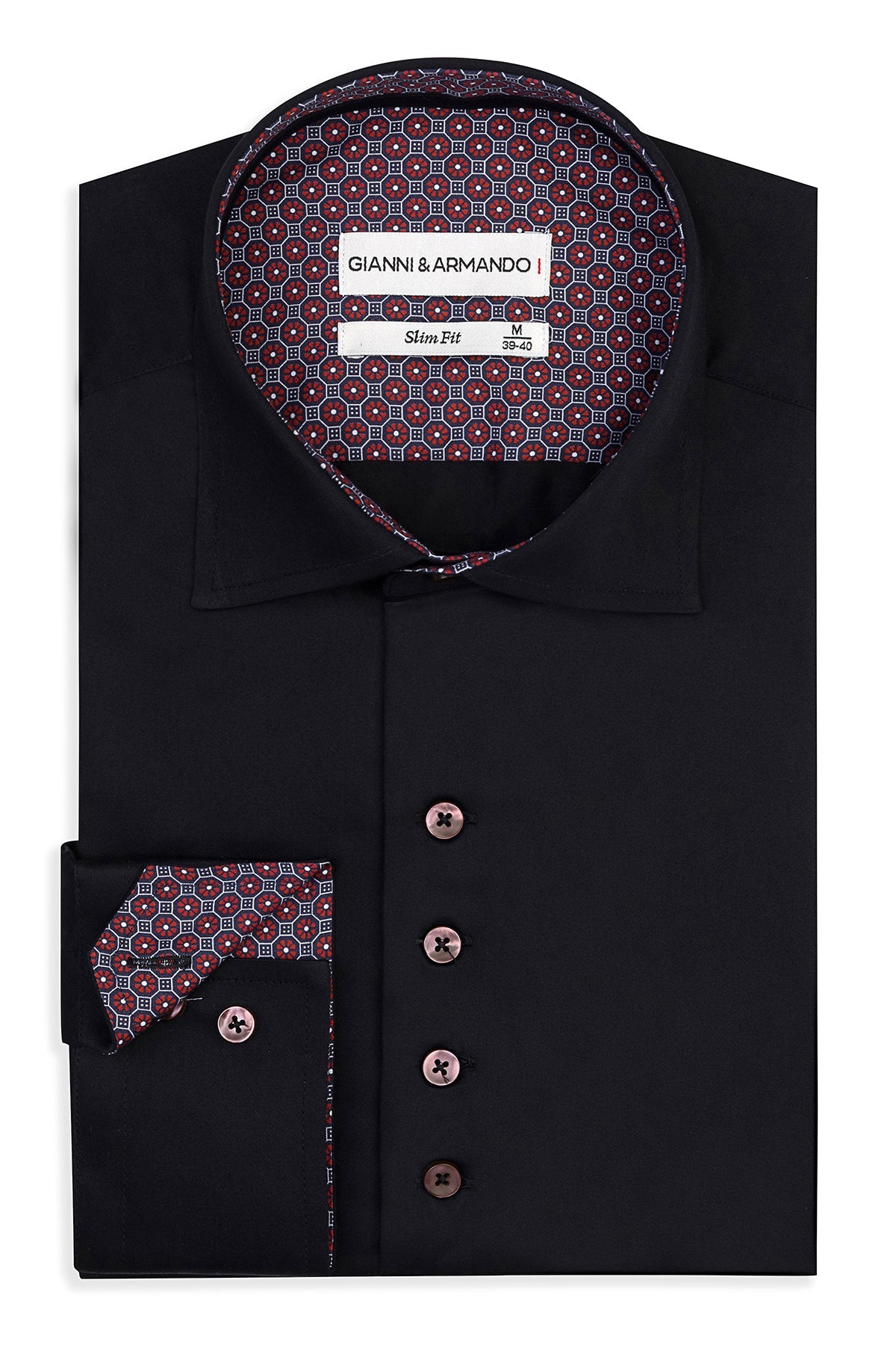 Slim Fit Freizeithemd in Schwarz – Vorderansicht mit Kent-Kragen