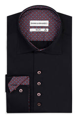 Slim Fit Original Frezeithemden in Schwarz unifarben 100 % Satinierte Baumwolle.