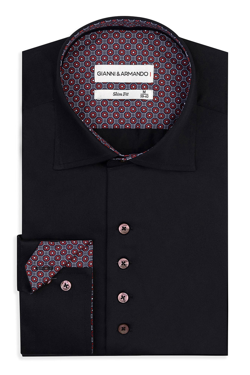 Slim Fit Freizeithemd in Schwarz – Vorderansicht mit Kent-Kragen