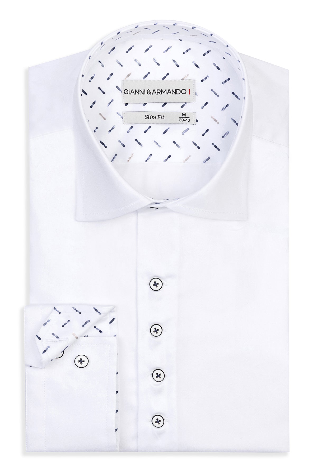 Slim Fit Freizeithemd in Weiß, Kent-Kragen, frontal Ansicht