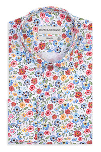 Slim Fit Hemd mit Blumenmuster-multicolor 100 % Satinierte Baumwolle