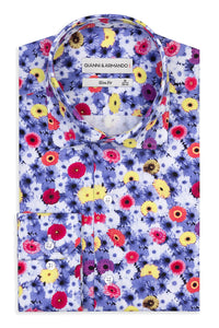 Slim Fit Hemd mit Blumenmuster-multicolor 100 % Satinierte Baumwolle.
