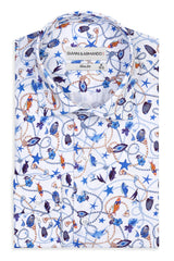 Slim Fit Hemd mit Blumenmuster-multicolor 100 % Satinierte Baumwolle.