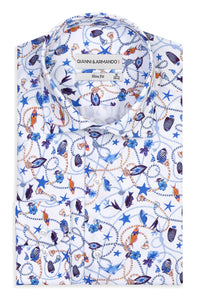 Slim Fit Hemd mit Blumenmuster-multicolor 100 % Satinierte Baumwolle.