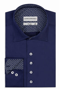 Slim Fit Original Frezeithemden in Navy- Blue unifarben 97 % Baumwolle 3% Elasthan.