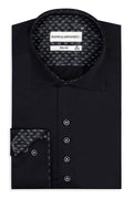 Chemises décontractées Slim Fit Original noires unies 100 % coton satiné.